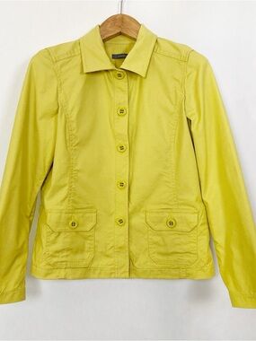 Liz Claiborne Yellow Cotton Button-Front Utility Jacket Size 12 Classic